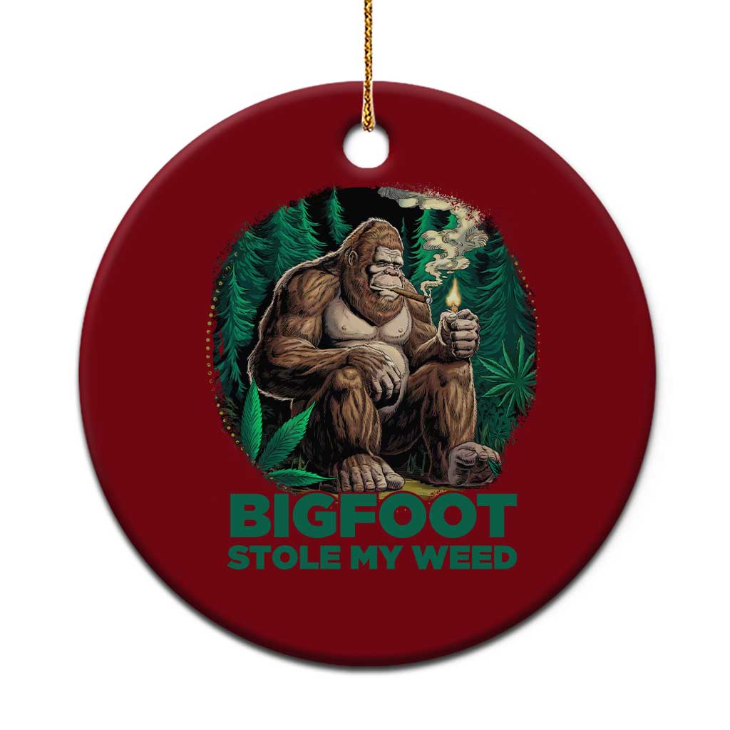 Funny Sasquatch Marijuana Ceramic Ornament Bigfoot Stole My Weed Vintage 420 TS02 1pc Red Print Your Wear