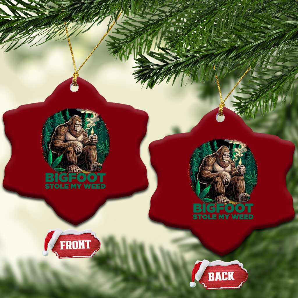 Funny Sasquatch Marijuana Ceramic Ornament Bigfoot Stole My Weed Vintage 420 TS02 Print Your Wear