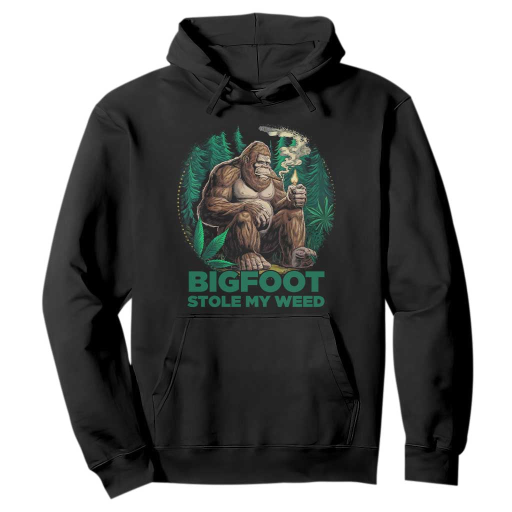 Funny Sasquatch Marijuana Hoodie Bigfoot Stole My Weed Vintage 420 TS02 Black Print Your Wear