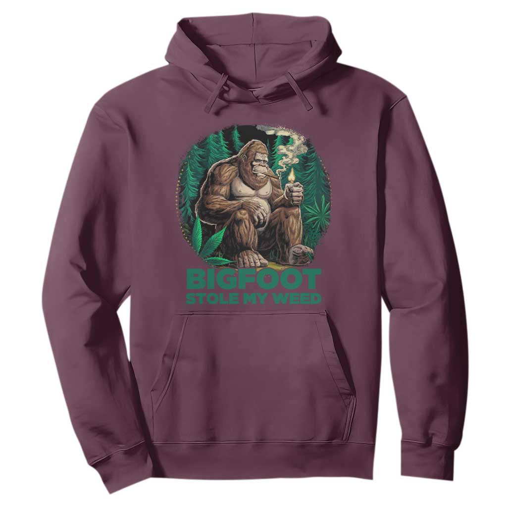 Funny Sasquatch Marijuana Hoodie Bigfoot Stole My Weed Vintage 420 TS02 Maroon Print Your Wear