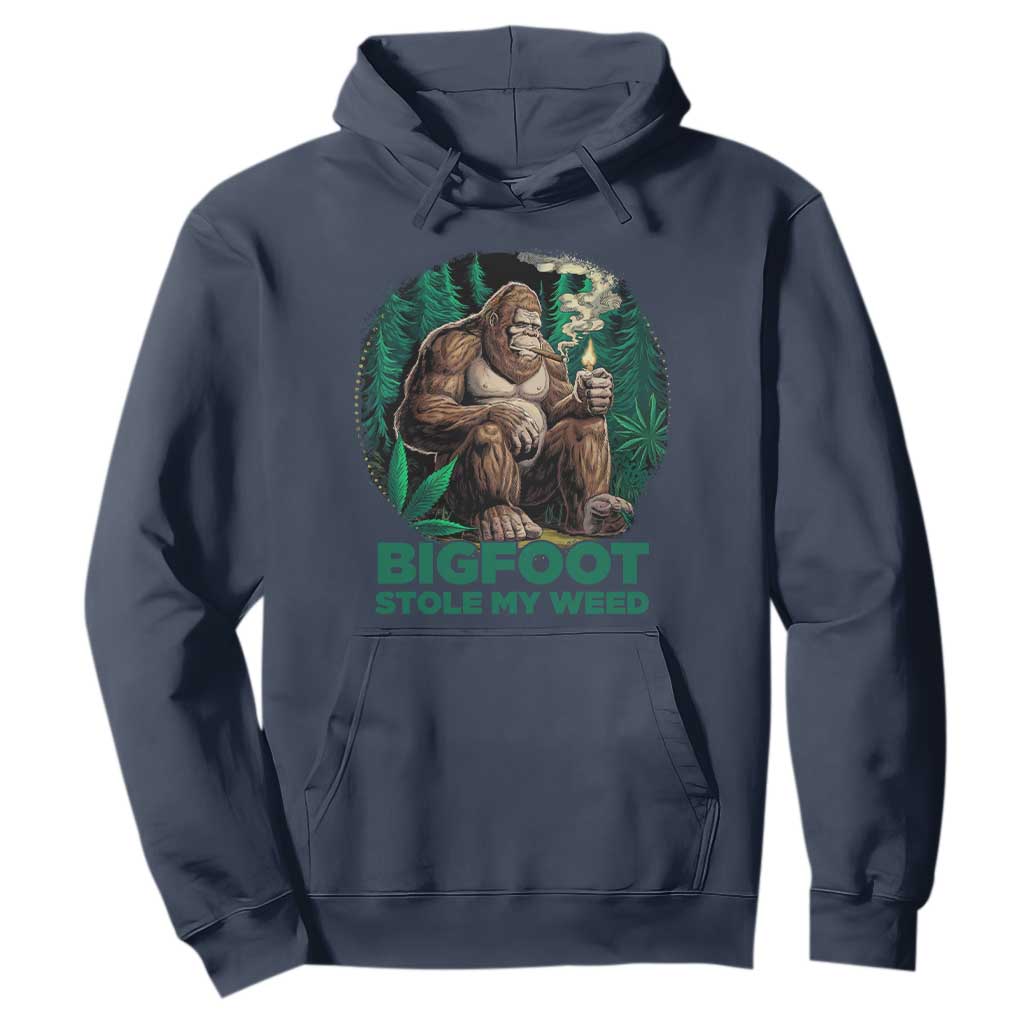 Funny Sasquatch Marijuana Hoodie Bigfoot Stole My Weed Vintage 420 TS02 Navy Print Your Wear