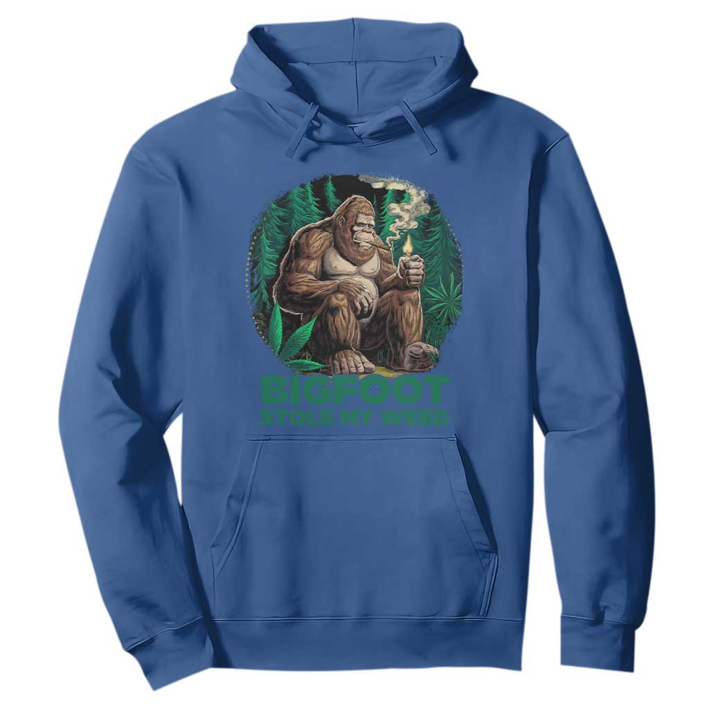 Funny Sasquatch Marijuana Hoodie Bigfoot Stole My Weed Vintage 420 TS02 Royal Blue Print Your Wear