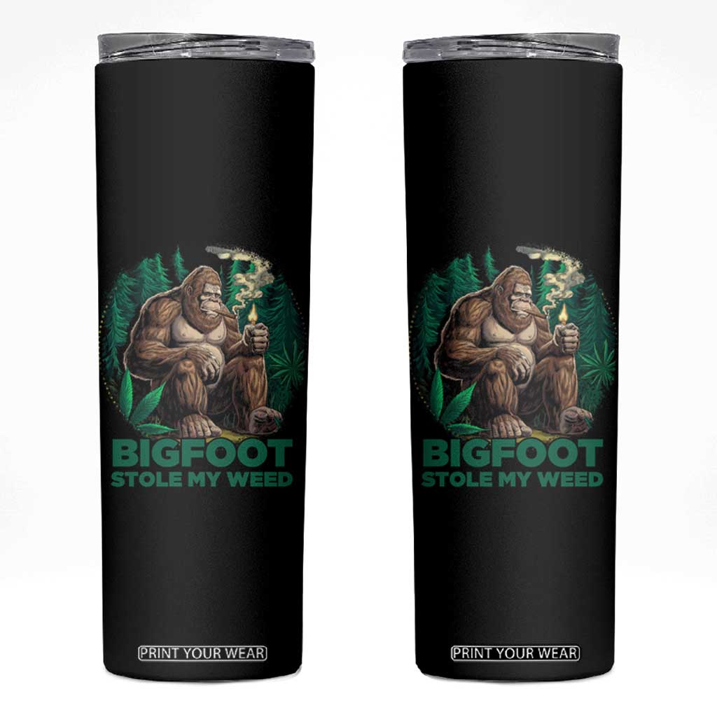 Funny Sasquatch Marijuana Skinny Tumbler Bigfoot Stole My Weed Vintage 420 TS02 Black Print Your Wear