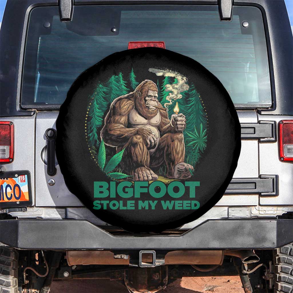 Funny Sasquatch Marijuana Spare Tire Cover Bigfoot Stole My Weed Vintage 420 TS02 No hole Black Print Your Wear