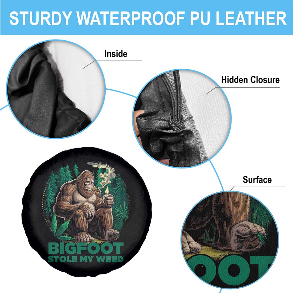 Funny Sasquatch Marijuana Spare Tire Cover Bigfoot Stole My Weed Vintage 420 TS02 Print Your Wear