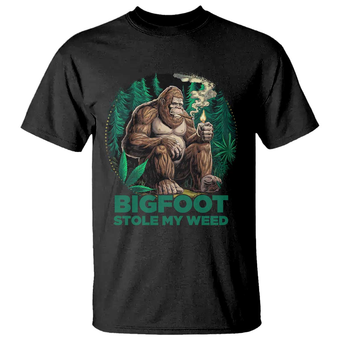 Funny Sasquatch Marijuana T Shirt Bigfoot Stole My Weed Vintage 420 TS02 Black Print Your Wear