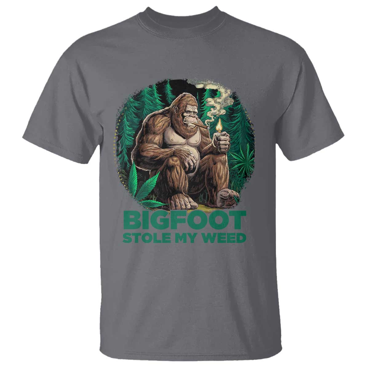 Funny Sasquatch Marijuana T Shirt Bigfoot Stole My Weed Vintage 420 TS02 Charcoal Print Your Wear