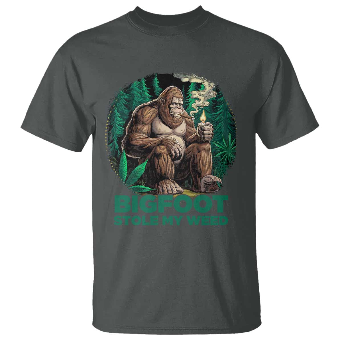 Funny Sasquatch Marijuana T Shirt Bigfoot Stole My Weed Vintage 420 TS02 Dark Heather Print Your Wear