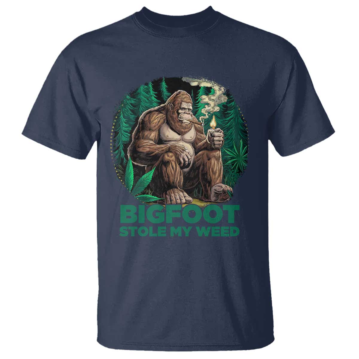 Funny Sasquatch Marijuana T Shirt Bigfoot Stole My Weed Vintage 420 TS02 Navy Print Your Wear