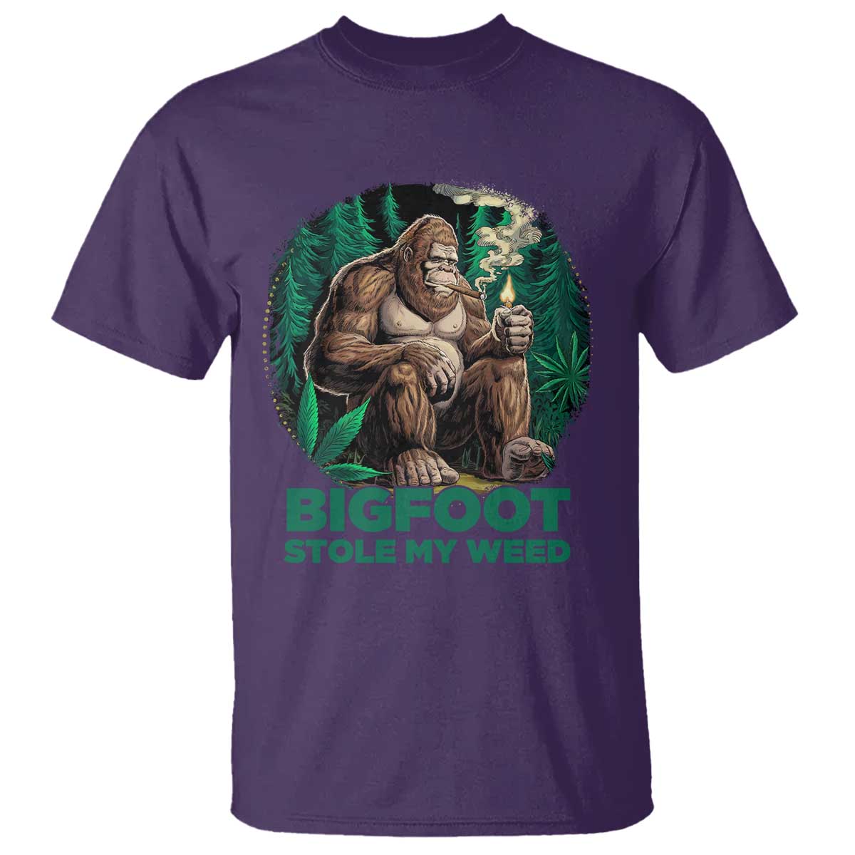 Funny Sasquatch Marijuana T Shirt Bigfoot Stole My Weed Vintage 420 TS02 Purple Print Your Wear