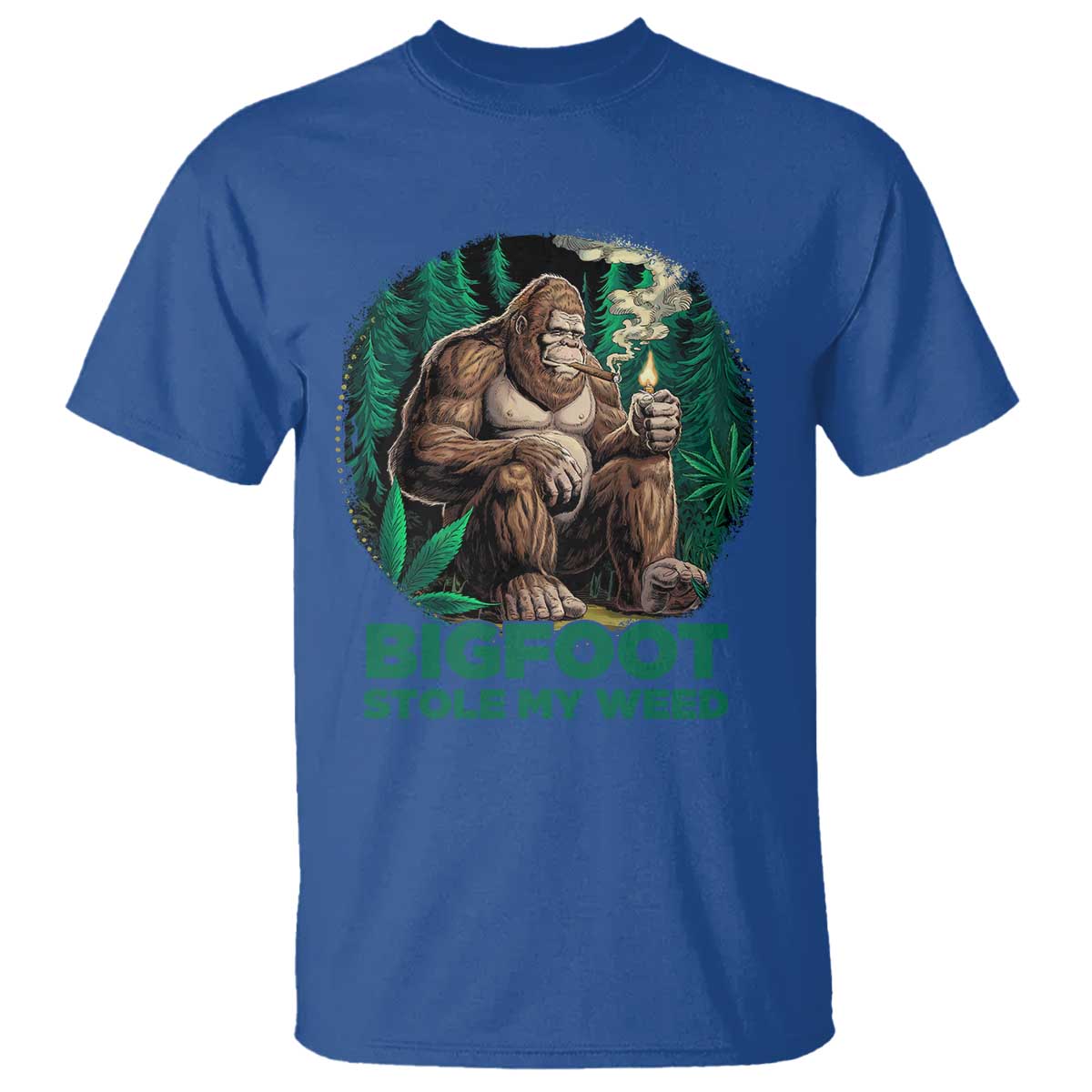 Funny Sasquatch Marijuana T Shirt Bigfoot Stole My Weed Vintage 420 TS02 Royal Blue Print Your Wear