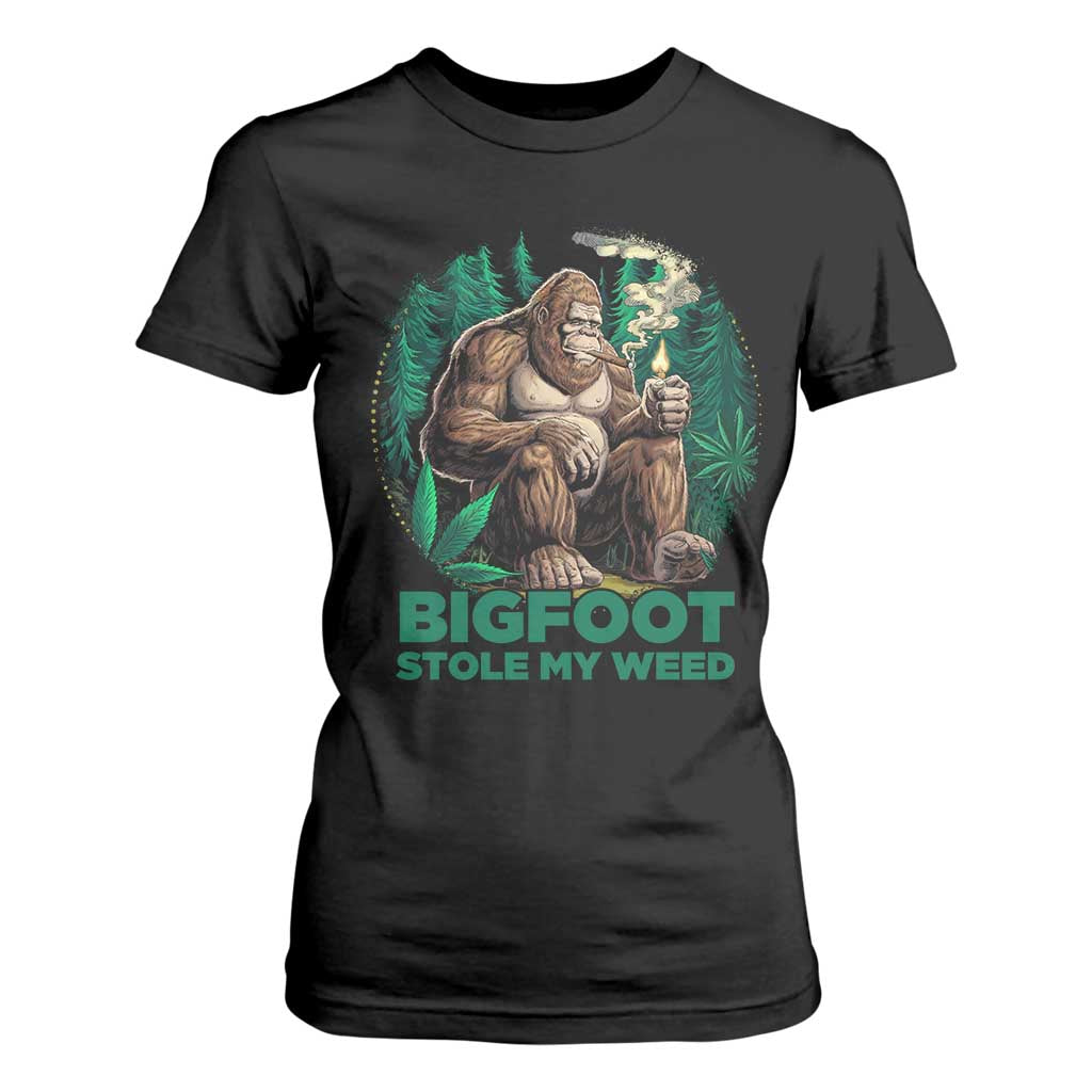 Funny Sasquatch Marijuana T Shirt For Women Bigfoot Stole My Weed Vintage 420 TS02 Black Print Your Wear