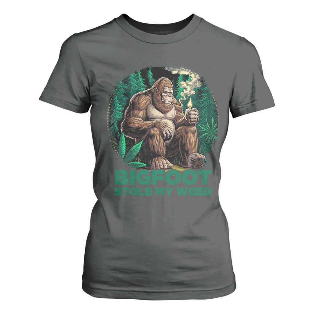 Funny Sasquatch Marijuana T Shirt For Women Bigfoot Stole My Weed Vintage 420 TS02 Dark Heather Print Your Wear