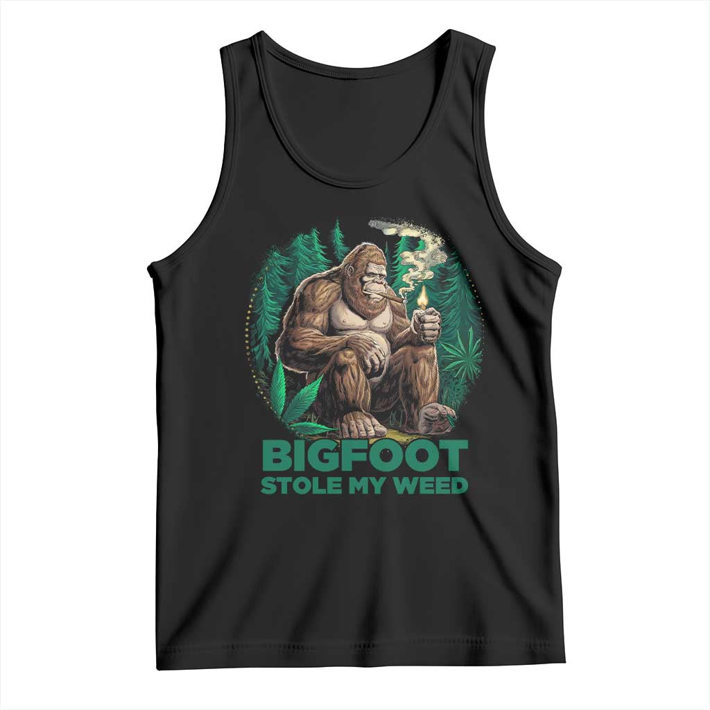 Funny Sasquatch Marijuana Tank Top Bigfoot Stole My Weed Vintage 420 TS02 Black Print Your Wear