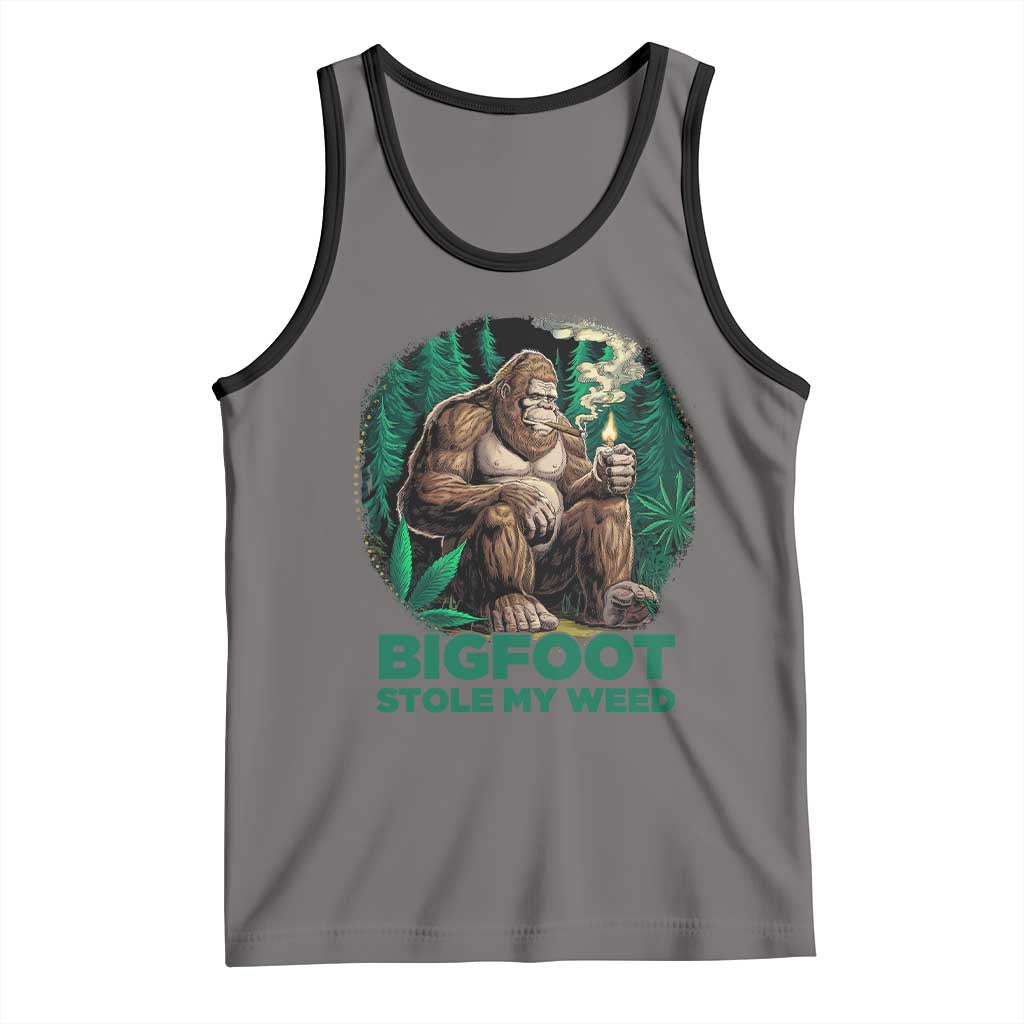 Funny Sasquatch Marijuana Tank Top Bigfoot Stole My Weed Vintage 420 TS02 Deep Heather Black Print Your Wear