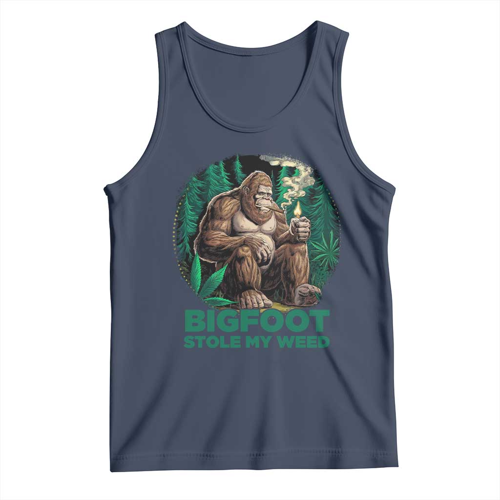 Funny Sasquatch Marijuana Tank Top Bigfoot Stole My Weed Vintage 420 TS02 Navy Print Your Wear
