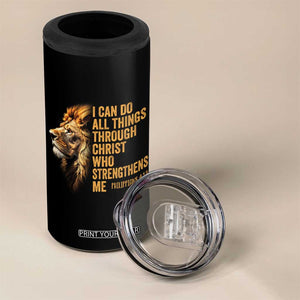 Christian Faith 4 in 1 Can Cooler Tumbler Philippians 4:13 Religious Lion Strengthens TS02 Print Your Wear