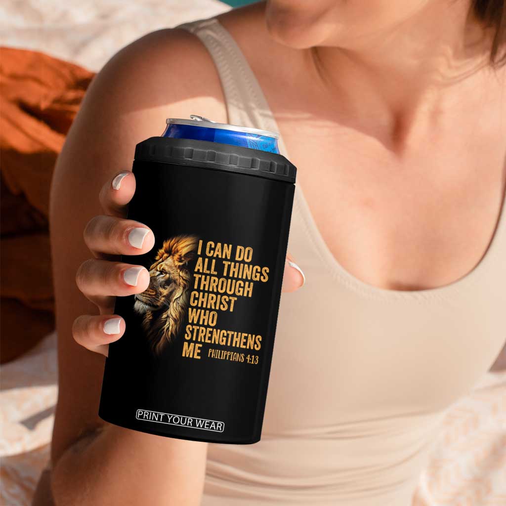 Christian Faith 4 in 1 Can Cooler Tumbler Philippians 4:13 Religious Lion Strengthens TS02 Print Your Wear
