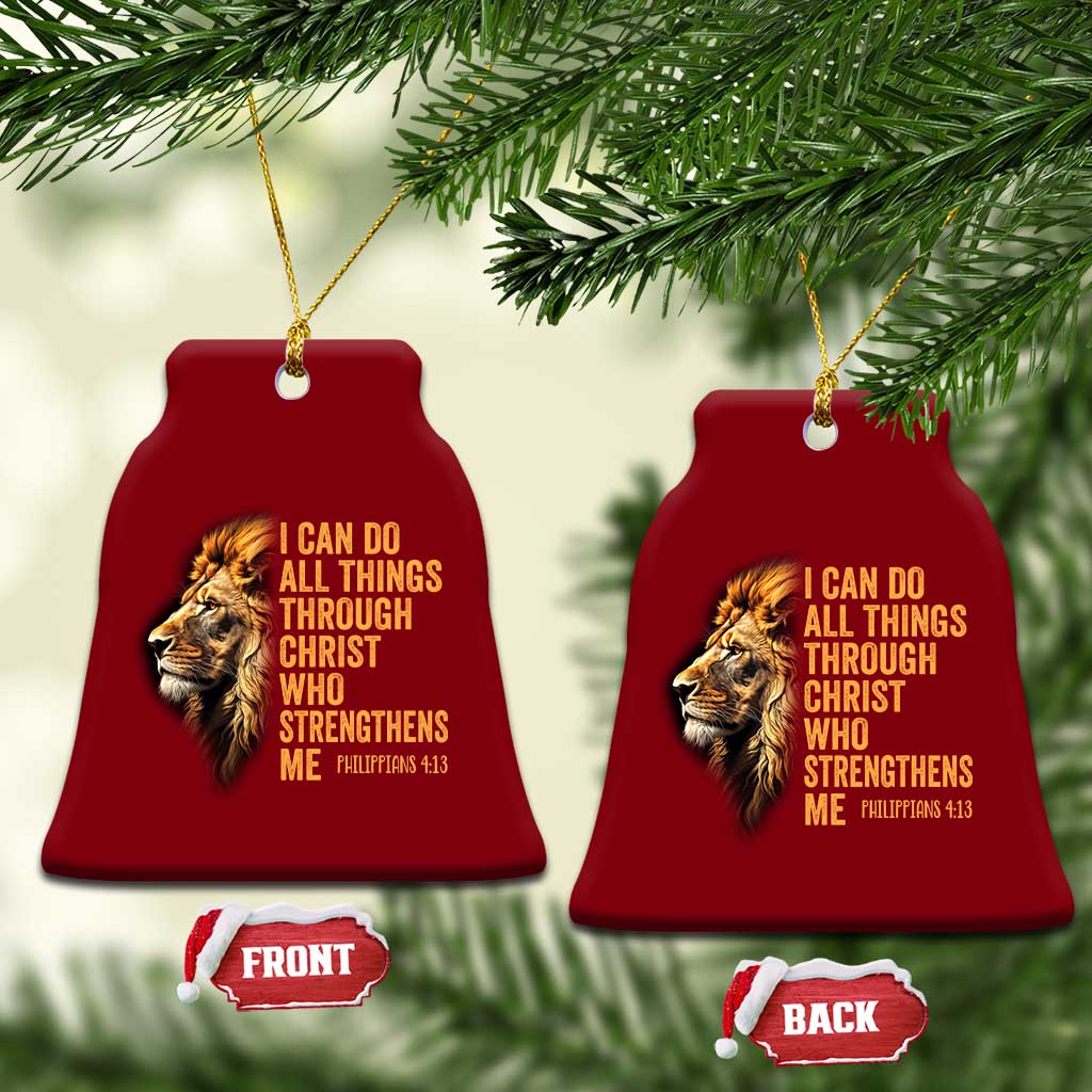 Christian Faith Ceramic Ornament Philippians 4:13 Religious Lion Strengthens TS02 Print Your Wear