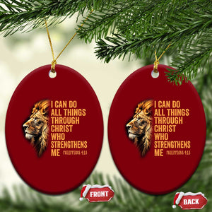 Christian Faith Ceramic Ornament Philippians 4:13 Religious Lion Strengthens TS02 Print Your Wear