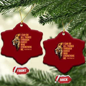 Christian Faith Ceramic Ornament Philippians 4:13 Religious Lion Strengthens TS02 Print Your Wear