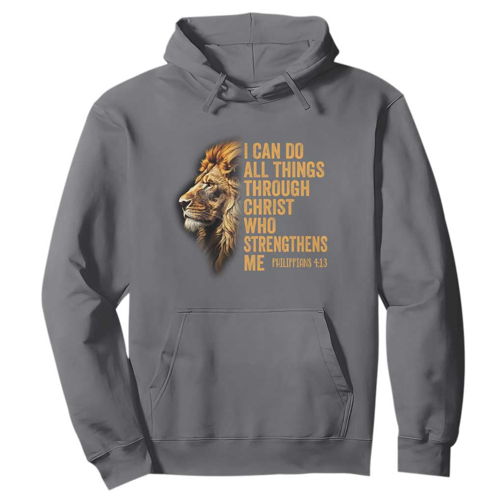 Christian Faith Hoodie Philippians 4:13 Religious Lion Strengthens TS02 Charcoal Print Your Wear
