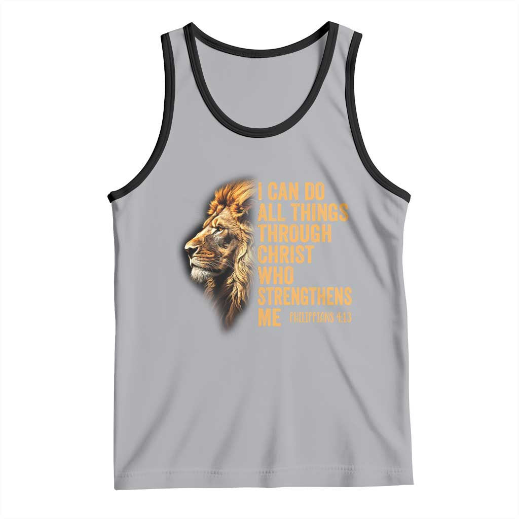 Christian Faith Tank Top Philippians 4:13 Religious Lion Strengthens TS02 Athletic Heather Black Print Your Wear