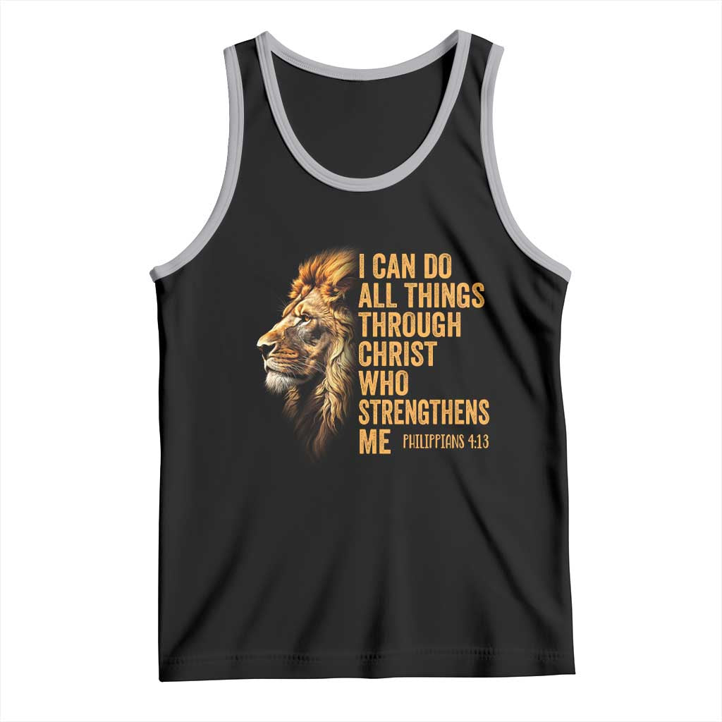 Christian Faith Tank Top Philippians 4:13 Religious Lion Strengthens TS02 Black Athletic Heather Print Your Wear