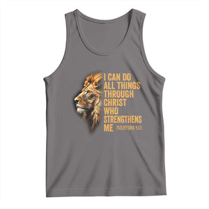 Christian Faith Tank Top Philippians 4:13 Religious Lion Strengthens TS02 Deep Heather Print Your Wear