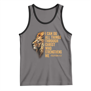 Christian Faith Tank Top Philippians 4:13 Religious Lion Strengthens TS02 Deep Heather Black Print Your Wear