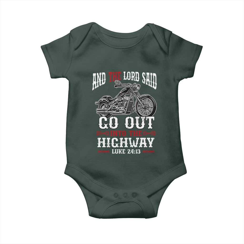 Christian Biker Baby Onesie Lord Said Go Out Into Highways Faith Motorcycle TS02 Print Your Wear