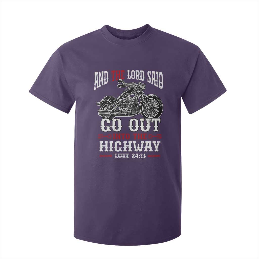Christian Biker T Shirt For Kid Lord Said Go Out Into Highways Faith Motorcycle TS02 Purple Print Your Wear