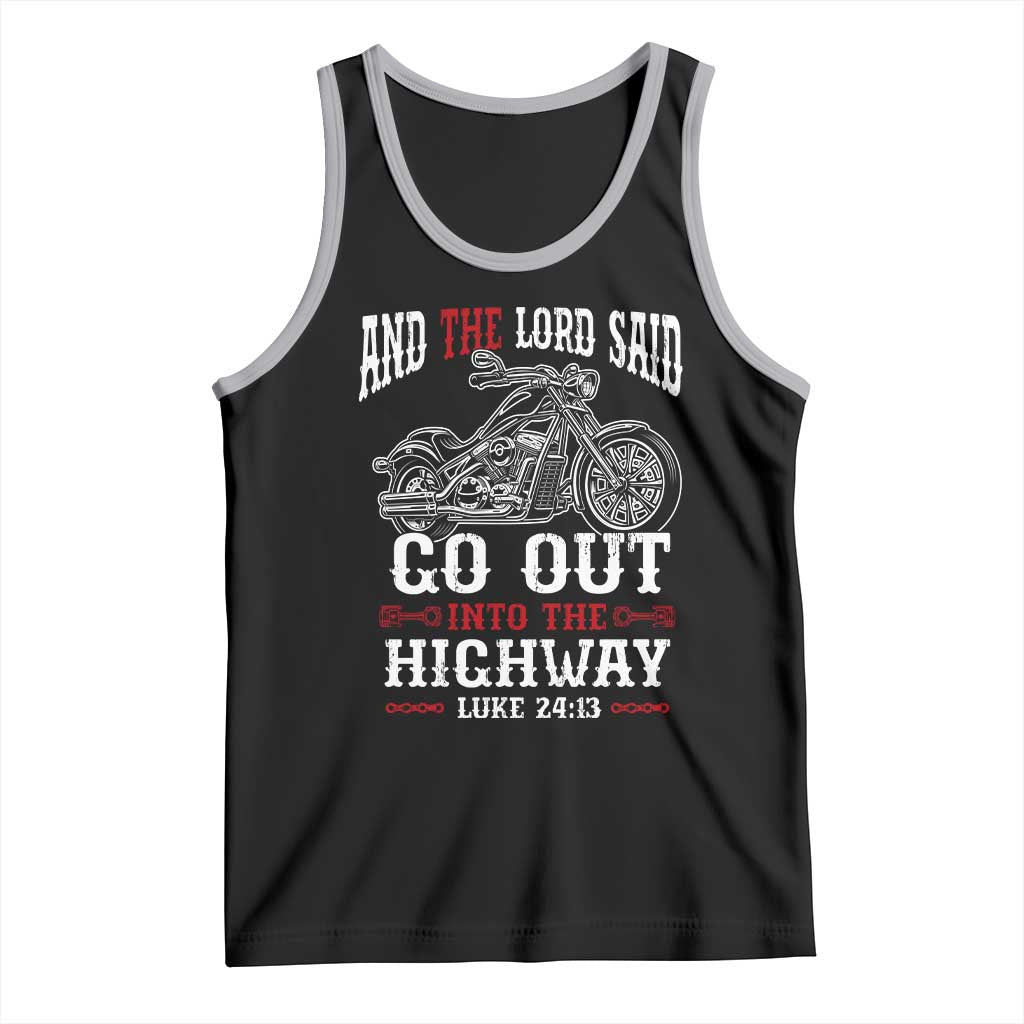 Christian Biker Tank Top Lord Said Go Out Into Highways Faith Motorcycle TS02 Black Athletic Heather Print Your Wear