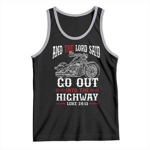 Christian Biker Tank Top Lord Said Go Out Into Highways Faith Motorcycle TS02 Black Athletic Heather Print Your Wear