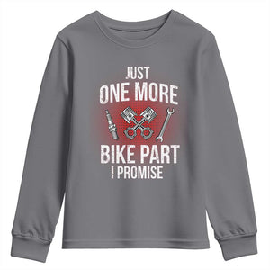 Funny Biker Youth Sweatshirt One More Bike Part Motorcycle Mechanic TS02 Charcoal Print Your Wear