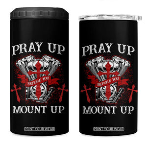 Christian Biker 4 in 1 Can Cooler Tumbler Pray Up Before You Mount Up Faith TS02 One Size: 16 oz Black Print Your Wear