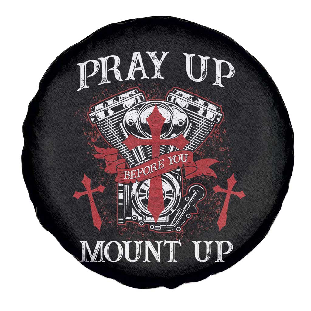 Christian Biker Spare Tire Cover Pray Up Before You Mount Up Faith TS02 Print Your Wear