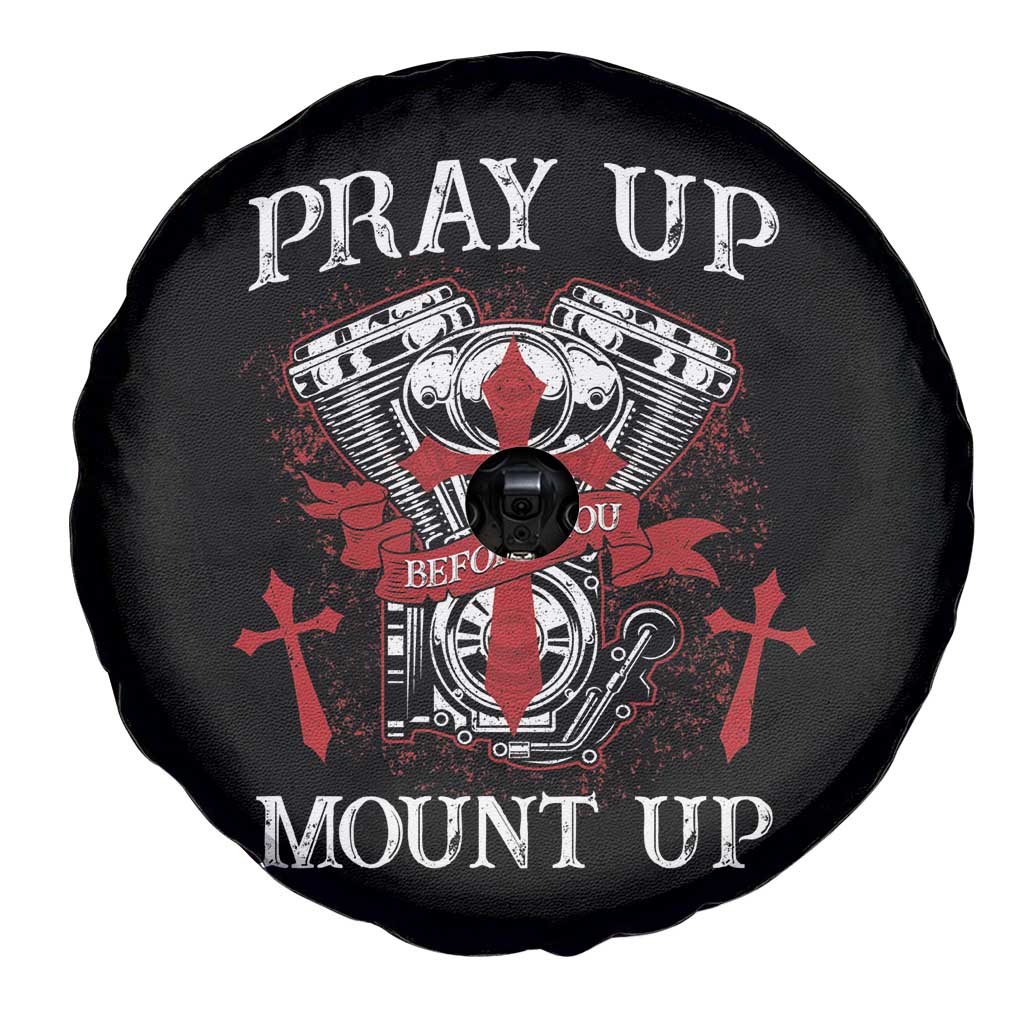 Christian Biker Spare Tire Cover Pray Up Before You Mount Up Faith TS02 Print Your Wear