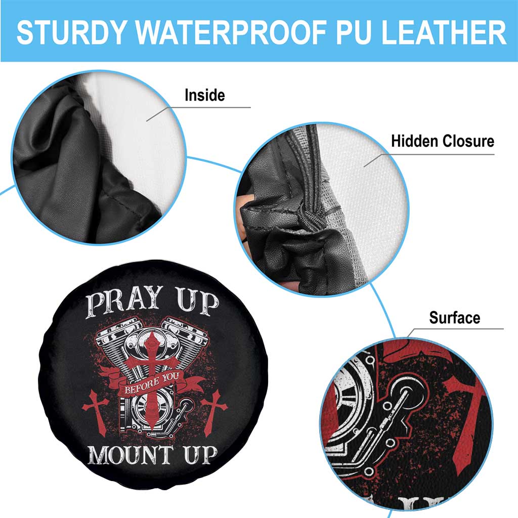 Christian Biker Spare Tire Cover Pray Up Before You Mount Up Faith TS02 Print Your Wear