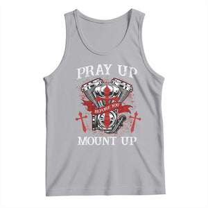 Christian Biker Tank Top Pray Up Before You Mount Up Faith TS02 Athletic Heather Print Your Wear