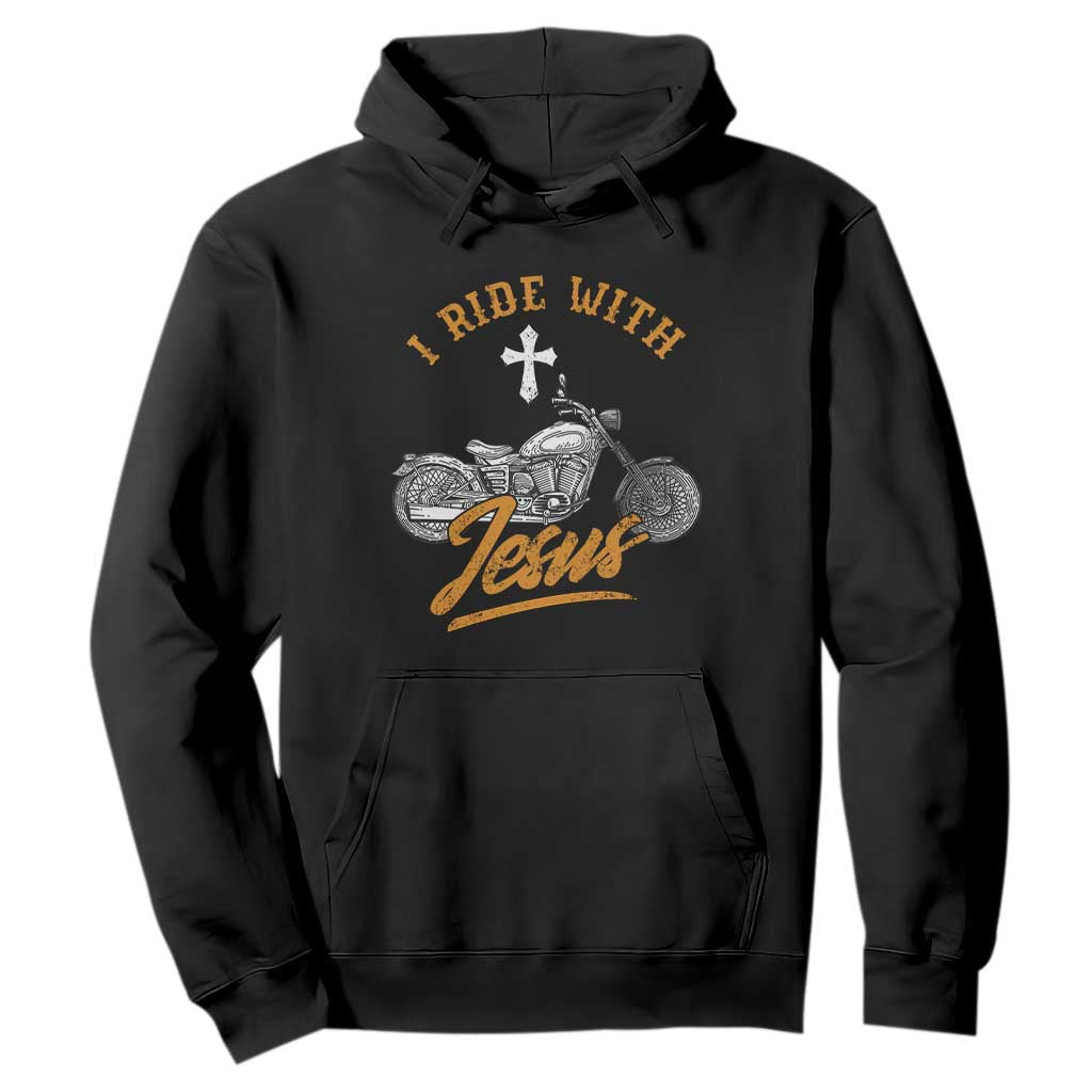 Christian Biker Hoodie I Ride With Jesus Faith Motorcycle TS02 Black Print Your Wear