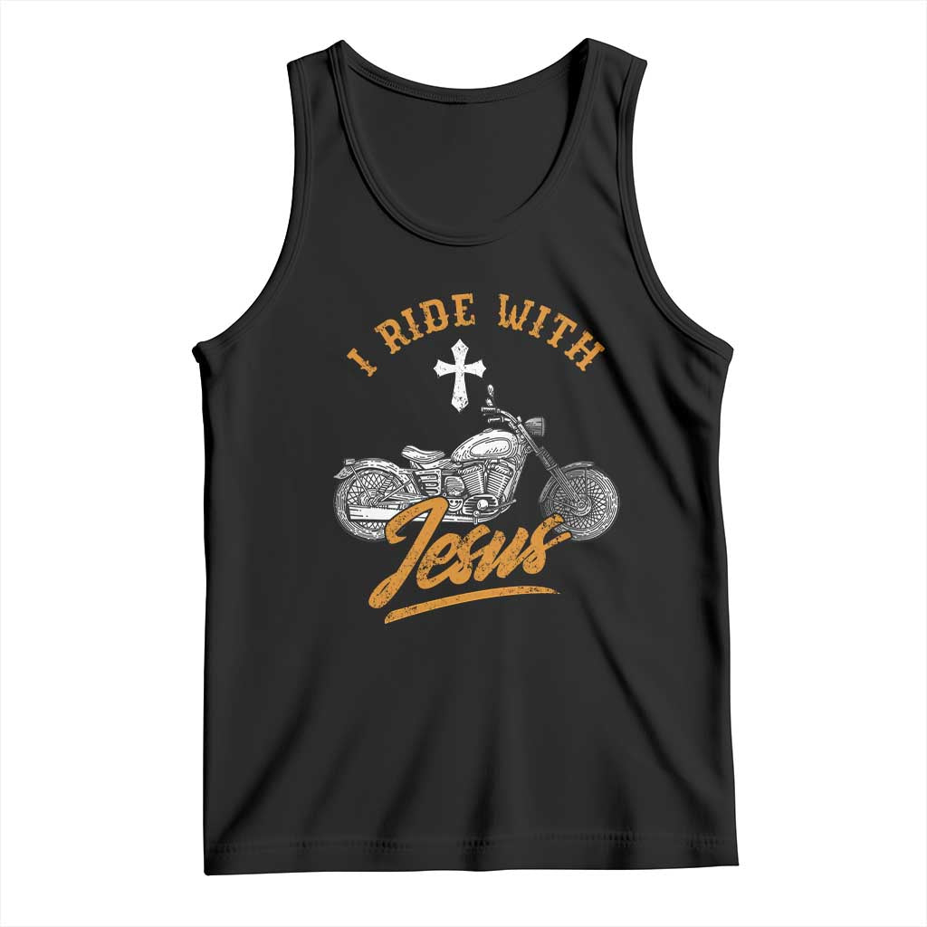 Christian Biker Tank Top I Ride With Jesus Faith Motorcycle TS02 Black Print Your Wear