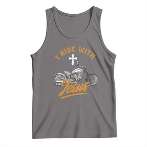 Christian Biker Tank Top I Ride With Jesus Faith Motorcycle TS02 Deep Heather Print Your Wear
