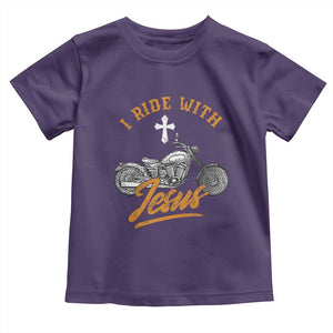 Christian Biker Toddler T Shirt I Ride With Jesus Faith Motorcycle TS02 Purple Print Your Wear