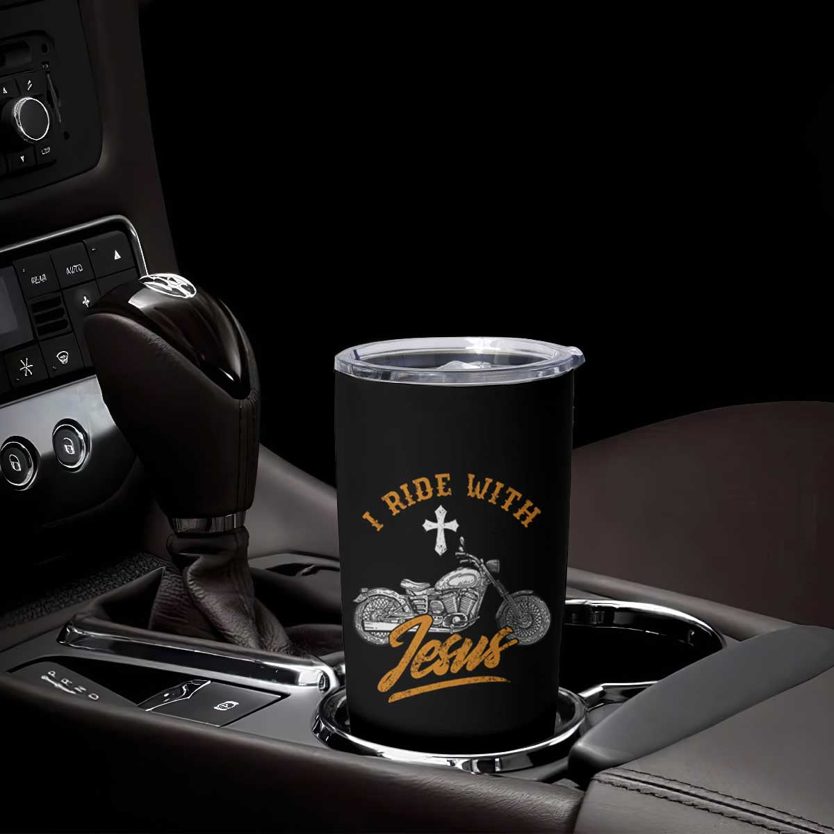 Christian Biker Tumbler Cup I Ride With Jesus Faith Motorcycle TS02 Print Your Wear