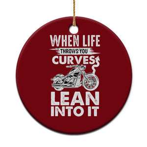 Funny Biker Ceramic Ornament When Life Throws You Curves Lean Into It Motorcycle TS02 1pc Red Print Your Wear