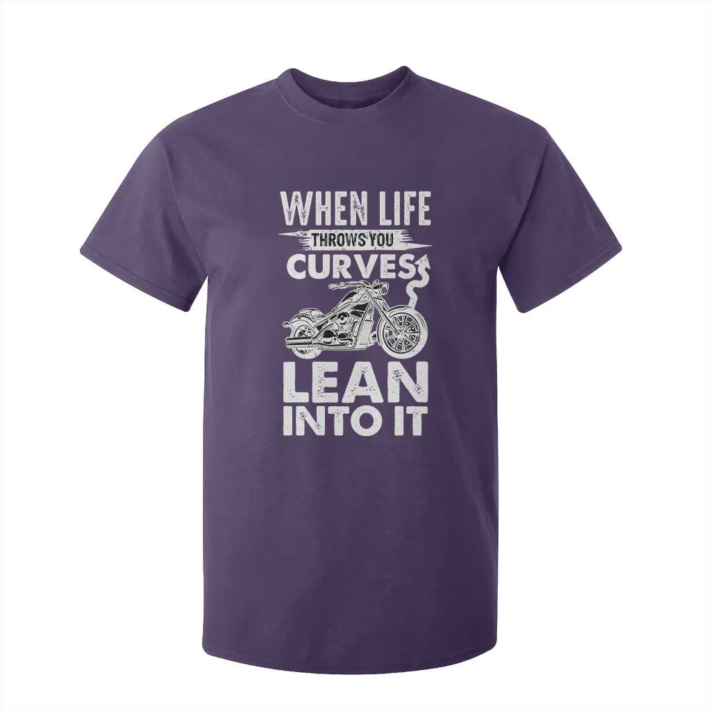 Funny Biker T Shirt For Kid When Life Throws You Curves Lean Into It Motorcycle TS02 Purple Print Your Wear