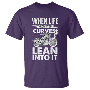 Funny Biker T Shirt When Life Throws You Curves Lean Into It Motorcycle TS02 Purple Print Your Wear