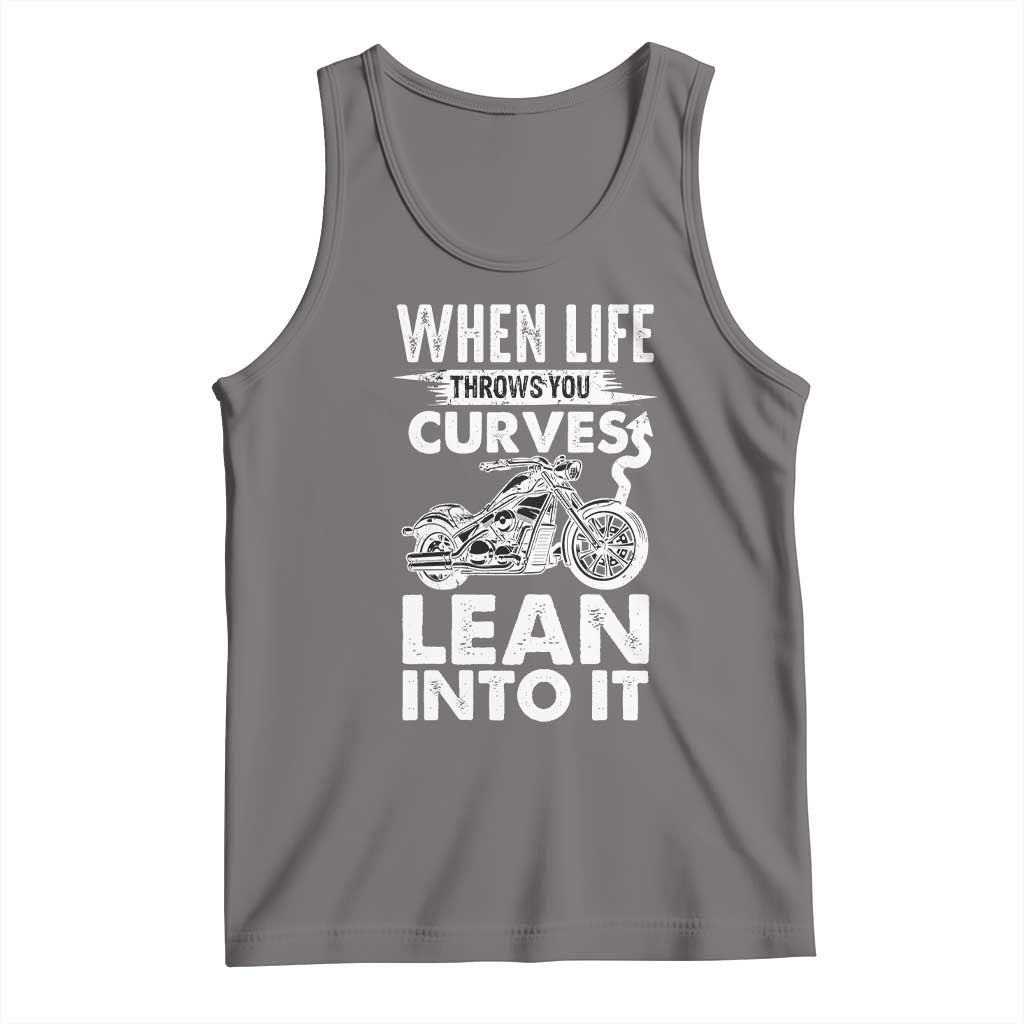 Funny Biker Tank Top When Life Throws You Curves Lean Into It Motorcycle TS02 Deep Heather Print Your Wear