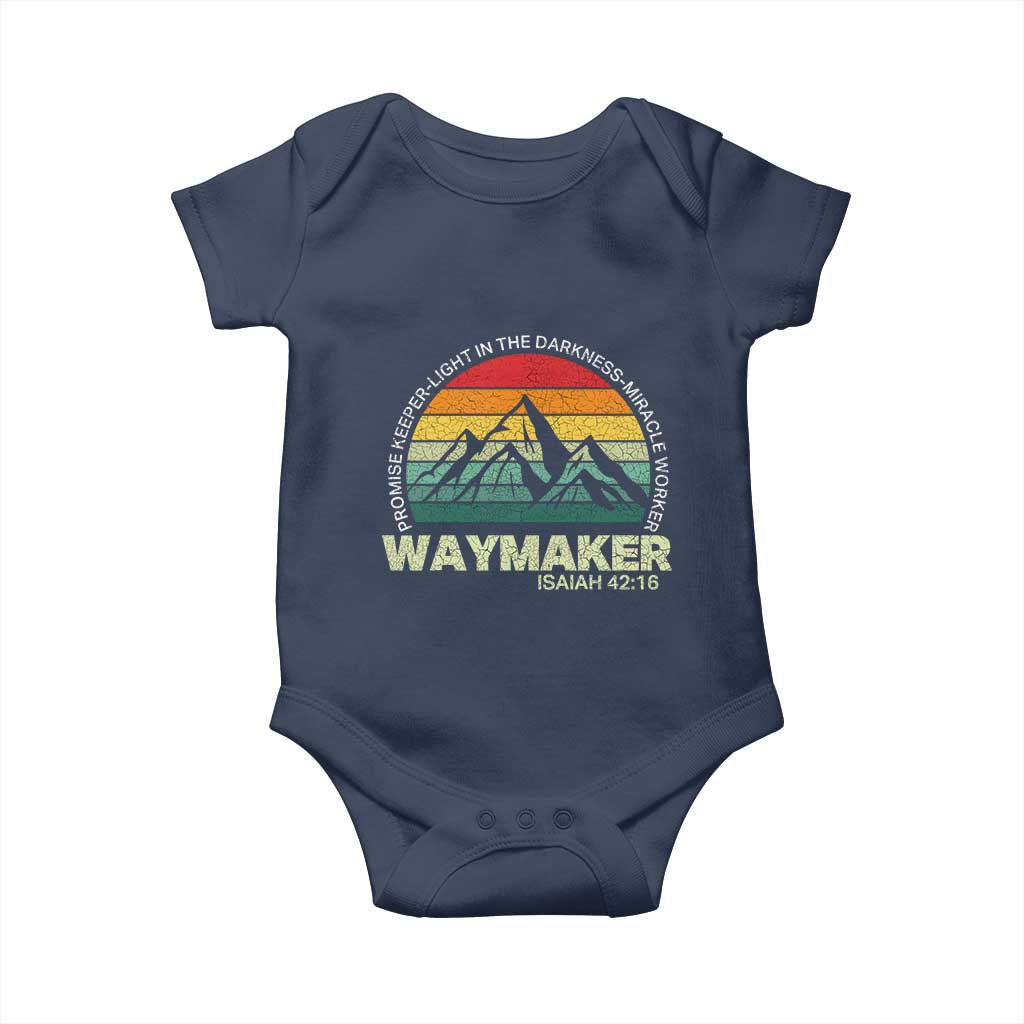 Christian Faith Baby Onesie Waymaker Promise Keeper Miracle Worker Retro Vintage TS02 Navy Print Your Wear